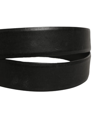 Dolce & Gabbana Schwarzer Kalbsleder Gürtel mit klassischer Silberschnalle