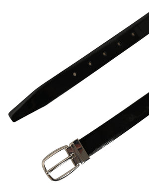 Dolce & Gabbana Schwarzer Ledergürtel mit silberfarbener Schnalle