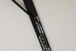 Dolce & Gabbana Schwarzer Stoff-Ledergürtel mit Barcode-Silberschnalle