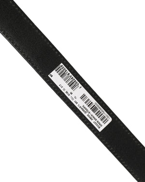 Dolce & Gabbana Schwarzer Stoff-Ledergürtel mit Barcode-Silberschnalle