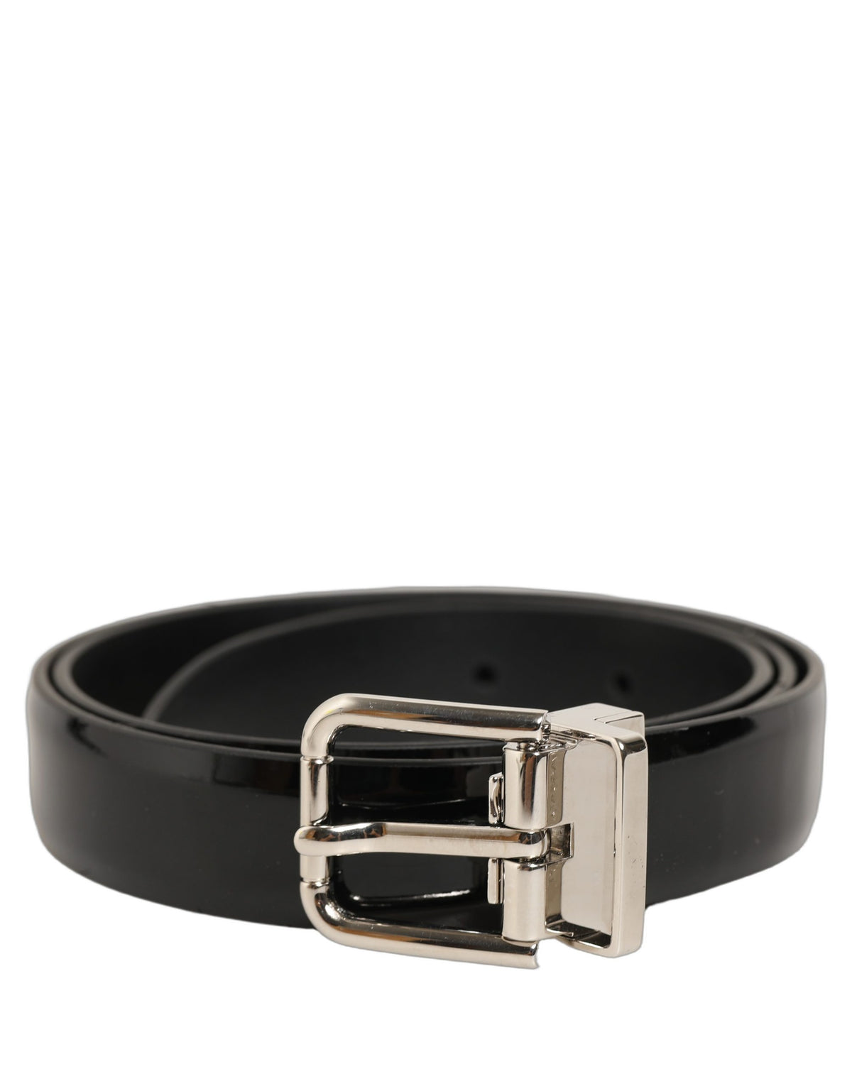 Dolce & Gabbana Schwarzer Ledergürtel mit silberfarbener Schnalle