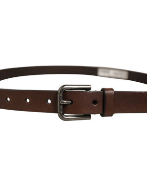 Dolce & Gabbana Brauner Leder Gürtel mit silberfarbener Metallschnalle