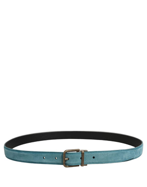 Dolce & Gabbana Herren Gürtel aus blauem Wildleder mit goldfarbener Metallschnalle