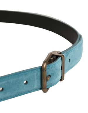Dolce & Gabbana Herren Gürtel aus blauem Wildleder mit goldfarbener Metallschnalle