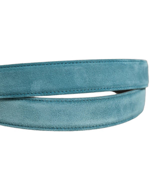 Dolce & Gabbana Herren Gürtel aus blauem Wildleder mit goldfarbener Metallschnalle