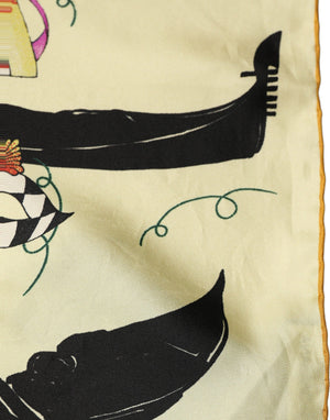 Dolce & Gabbana Cremefarbener Seiden-Twill-Schal „Venezia“