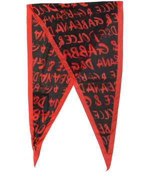 Dolce & Gabbana Herren-Schal mit rotem und schwarzem Graffiti-Logo