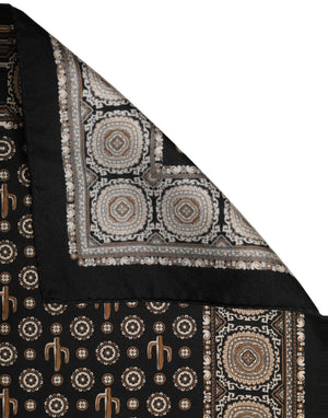 Dolce & Gabbana Schwarzes Foulard aus Kaktusseide mit Taschenquadrat-Muster