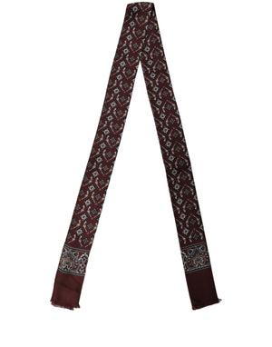 Dolce & Gabbana Burgunderfarbener Skinny Twilly Schal mit Fransen