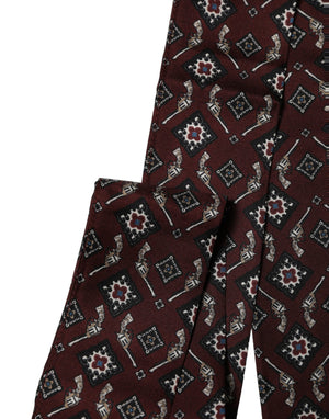 Dolce & Gabbana Burgunderfarbener Skinny Twilly Schal mit Fransen