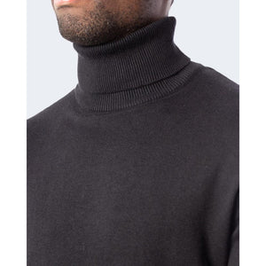 Jack Jones Schwarzer Baumwollrollkragenpullover