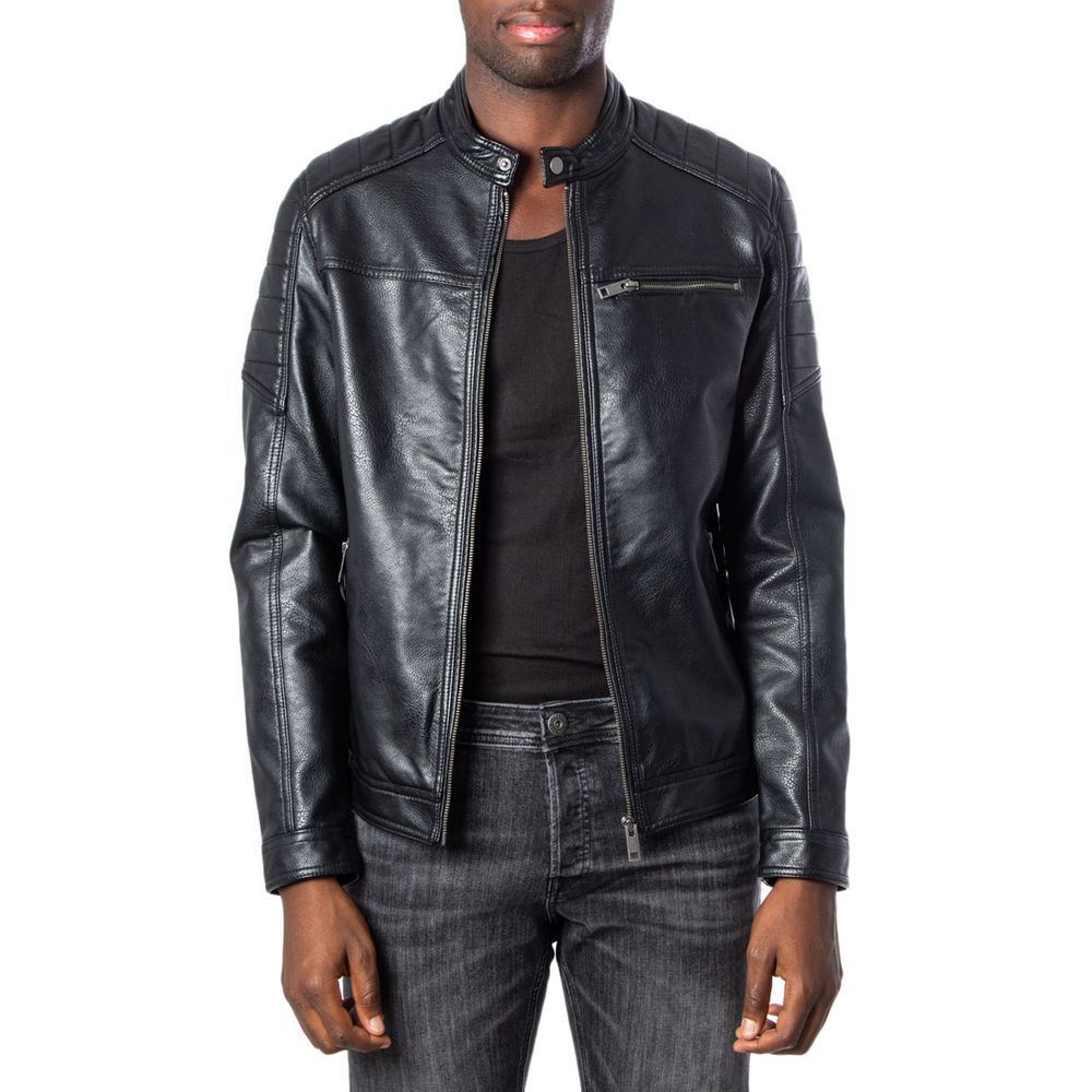 Jack Jones Schwarze Kunstlederjacke