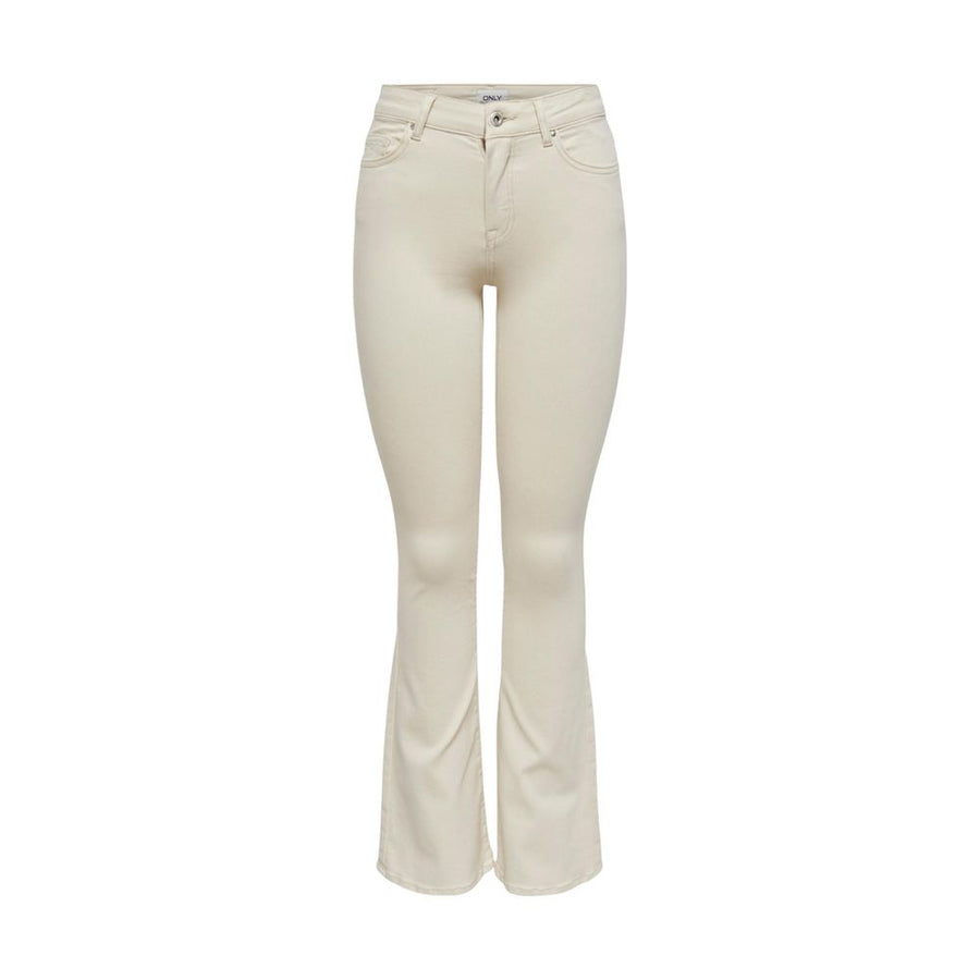 Only Cremefarbene Bootcut-Jeans aus Baumwolle