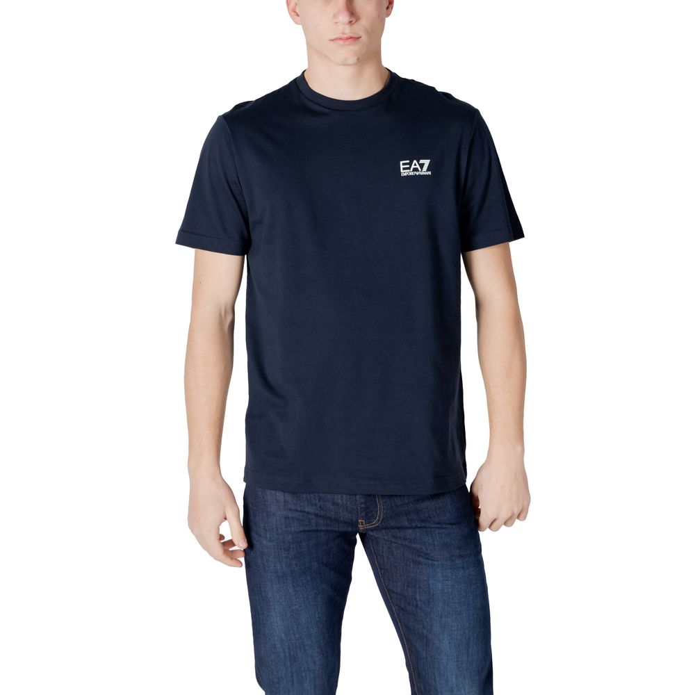 EA7 Emporio Armani Blaues Baumwoll-Sportswear-T-Shirt