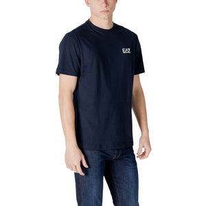 EA7 Emporio Armani Blaues Baumwoll-Sportswear-T-Shirt