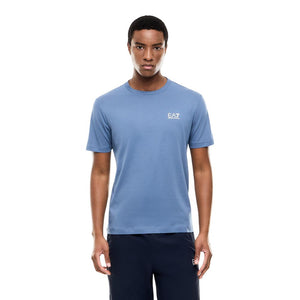 EA7 Emporio Armani Blaues Baumwoll-Sportswear-T-Shirt