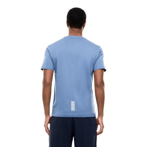 EA7 Emporio Armani Blaues Baumwoll-Sportswear-T-Shirt