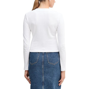 White Cotton Long Sleeve T-Shirt