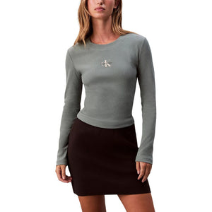 Calvin Klein Jeans Zweifarbige Baumwoll-Langarmshirt