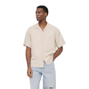 Only & Sons Beige Tencel Kurzarmhemd