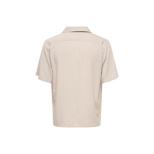 Only & Sons Beige Tencel Kurzarmhemd