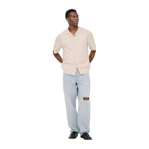 Only & Sons Beige Tencel Kurzarmhemd