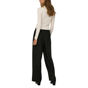 Jacqueline De Yong Schwarze Hose aus Polyester mit ausgestelltem Bein