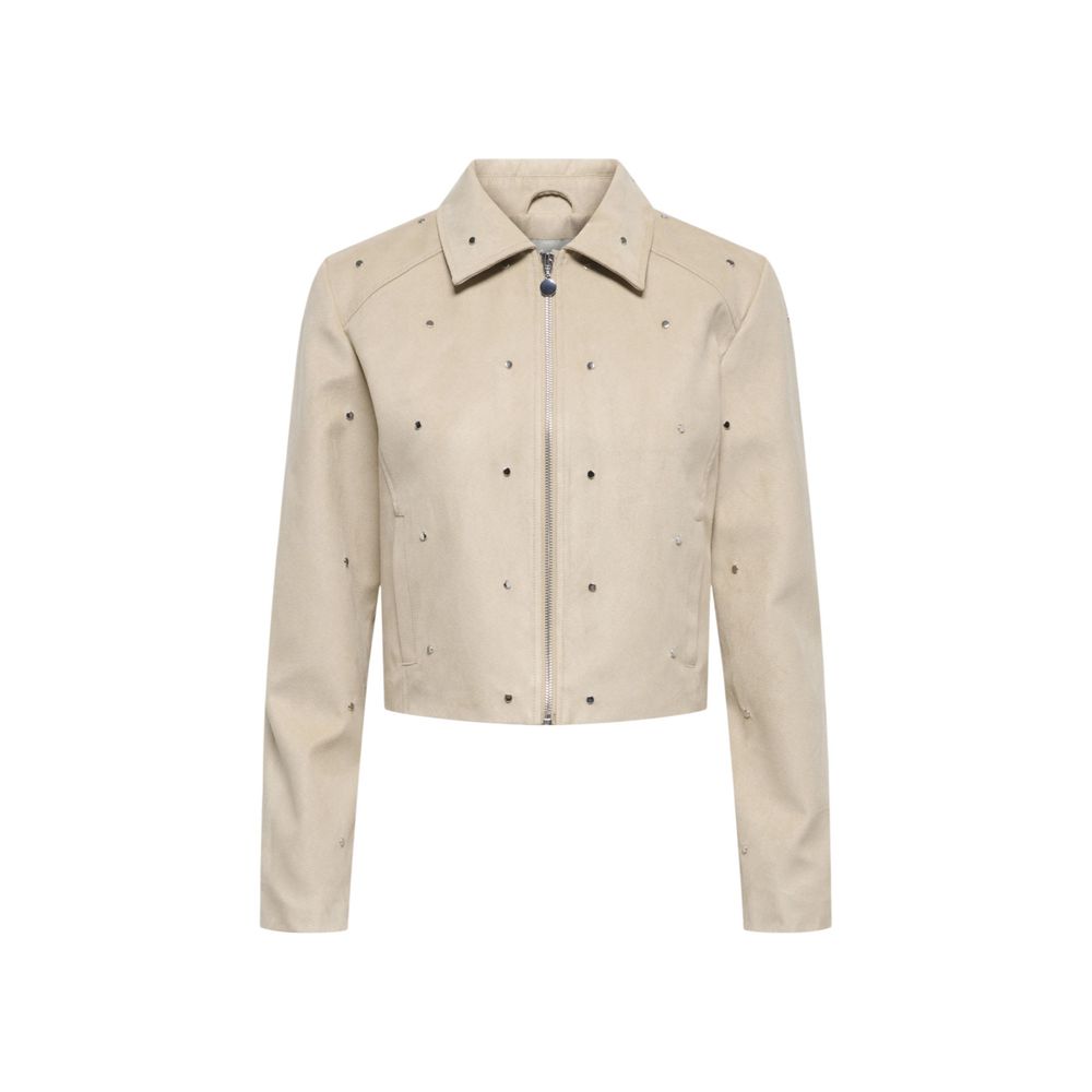 Jacqueline De Yong Beige Polyester Lederjacke