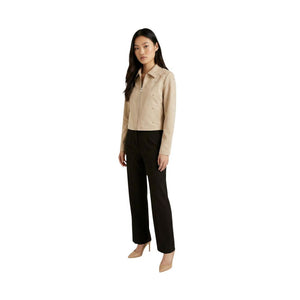 Jacqueline De Yong Beige Polyester Lederjacke