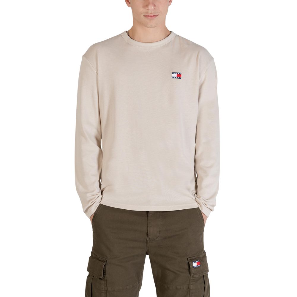 Tommy Hilfiger Jeans Beiges Langarm-T-Shirt aus recycelter Baumwolle