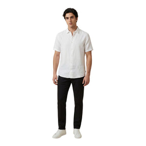 Armani Exchange Weißes Leinen-Kurzarmhemd