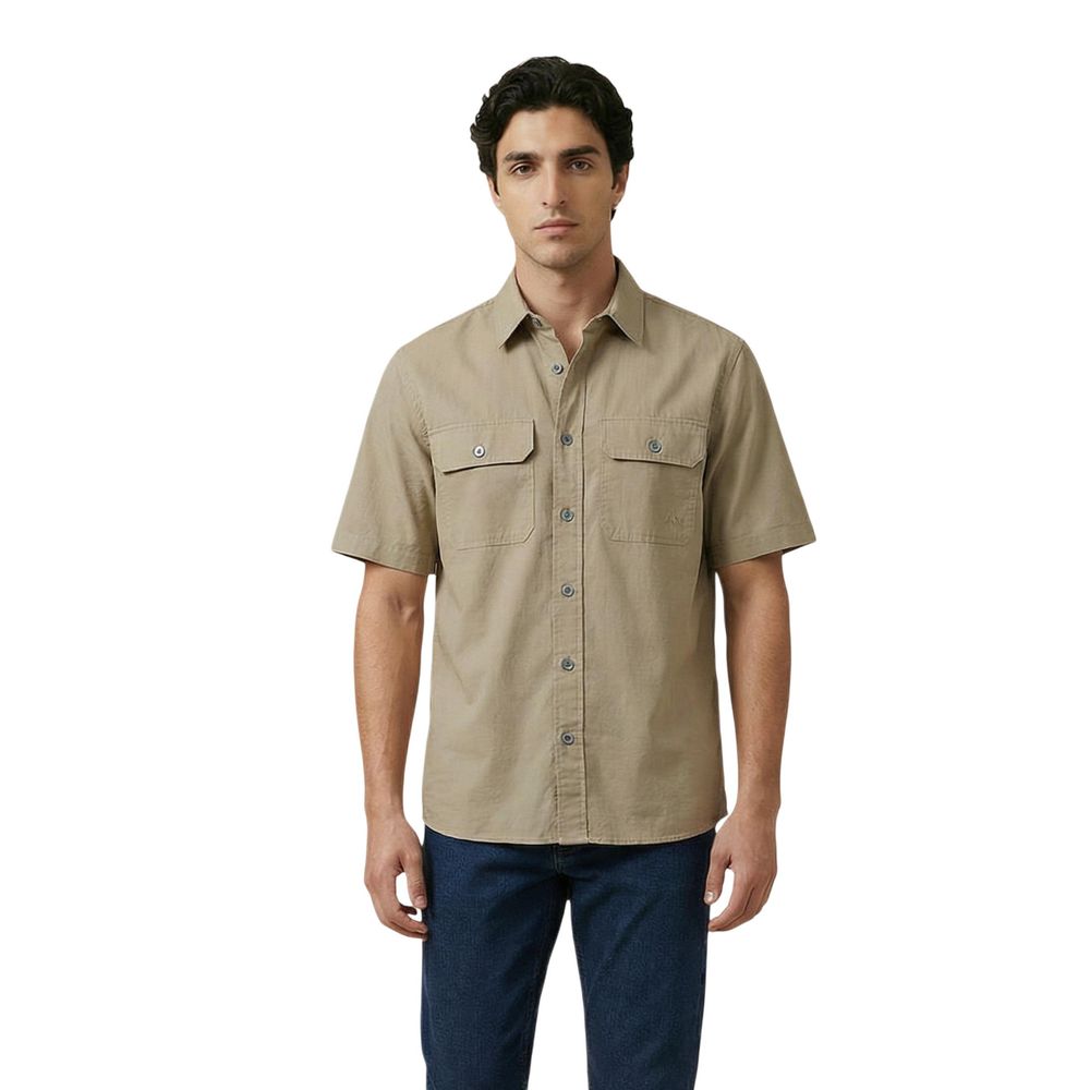 Armani Exchange Beige Baumwoll-Shirt mit kurzen Ärmeln