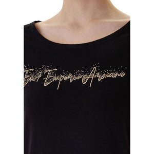 EA7 Emporio Armani Schwarzes T-Shirt aus Elasthan