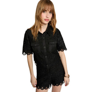 Morgan De Toi Schwarzes Kurzarmhemd aus Polyester