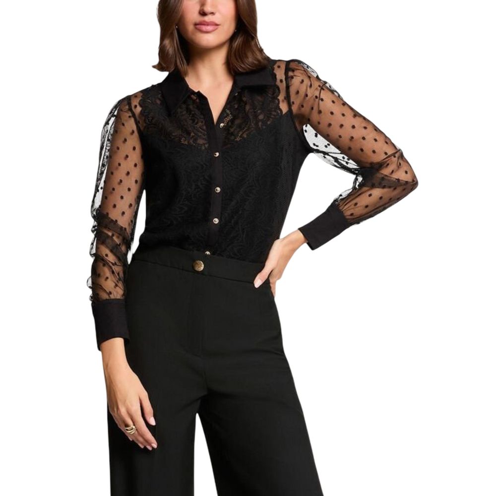 Morgan De Toi Eleganter Langarm-Pullover in Schwarz mit Kontrastdetails