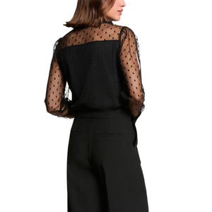 Morgan De Toi Eleganter Langarm-Pullover in Schwarz mit Kontrastdetails