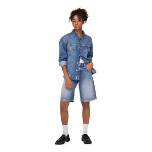 Only Blaue Baumwoll-Bermudashorts
