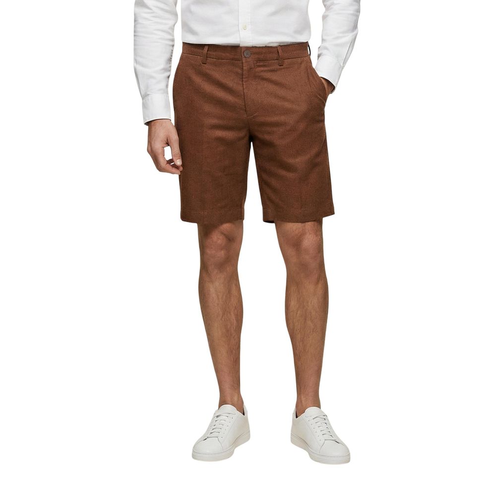 Borghese Beige Leinen Bermuda Shorts