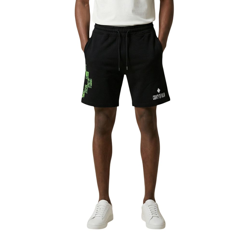 County of Milan Schwarze Baumwoll-Bermudashorts