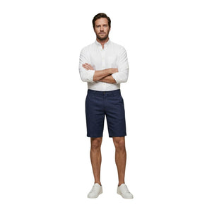Borghese Blaue Leinen-Bermudashorts