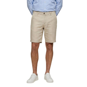 Borghese Beige Leinen Bermuda Shorts