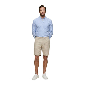 Borghese Beige Leinen Bermuda Shorts