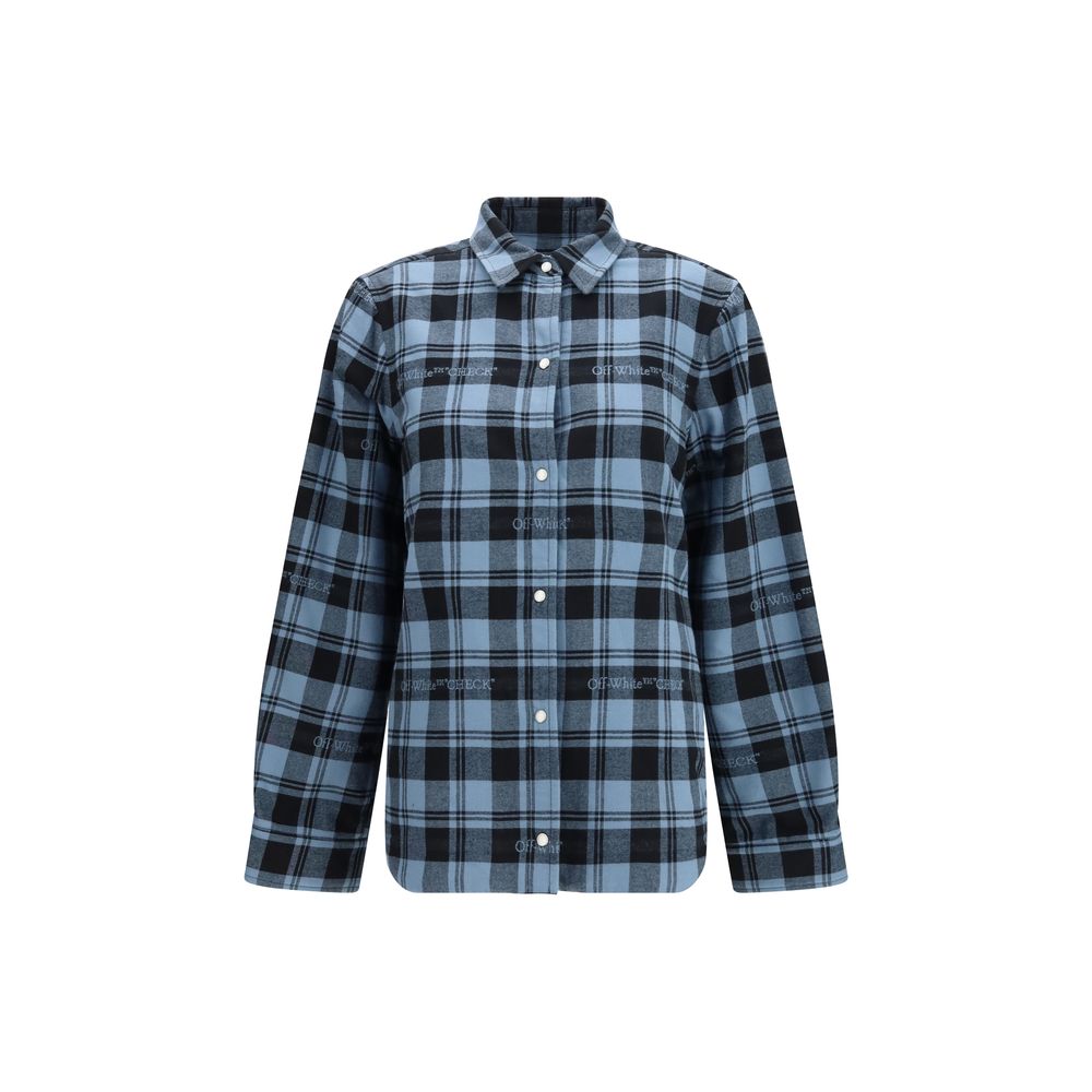 Off-White Blaue Baumwolljacke in voller Länge