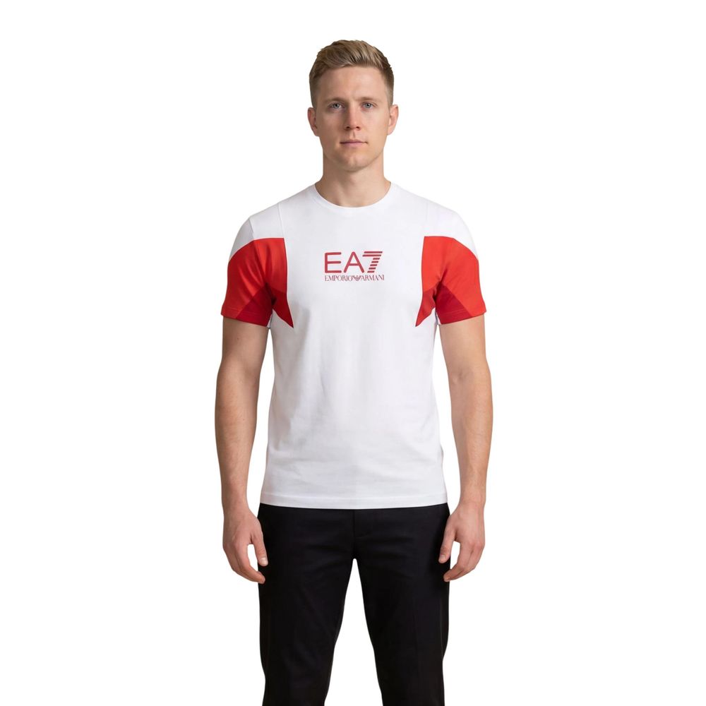 EA7 Emporio Armani Weißes Baumwoll-T-Shirt