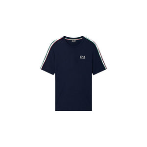 EA7 Emporio Armani Blaues Baumwoll-Sportswear-T-Shirt