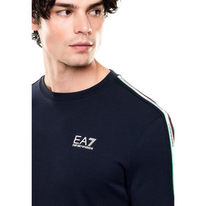 EA7 Emporio Armani Blaues Baumwoll-Sportswear-T-Shirt