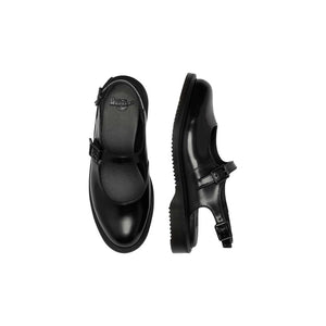 Dr. Martens Schwarze flache Sandalen aus Leder