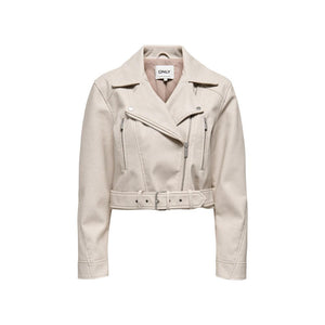 Only Beige Bikerjacke aus recyceltem Polyester