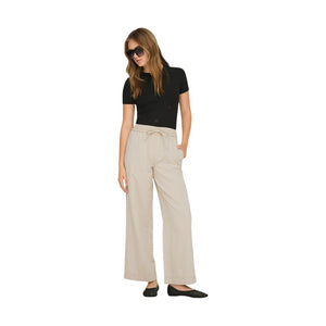 Only Cremefarbene Baumwollhose mit ausgestelltem Bein