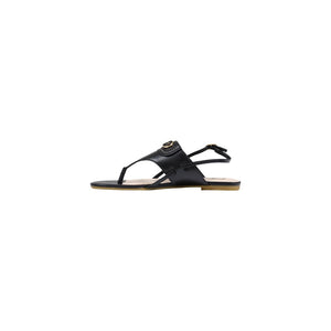 Liu Jo Schwarze flache Sandalen aus Leder